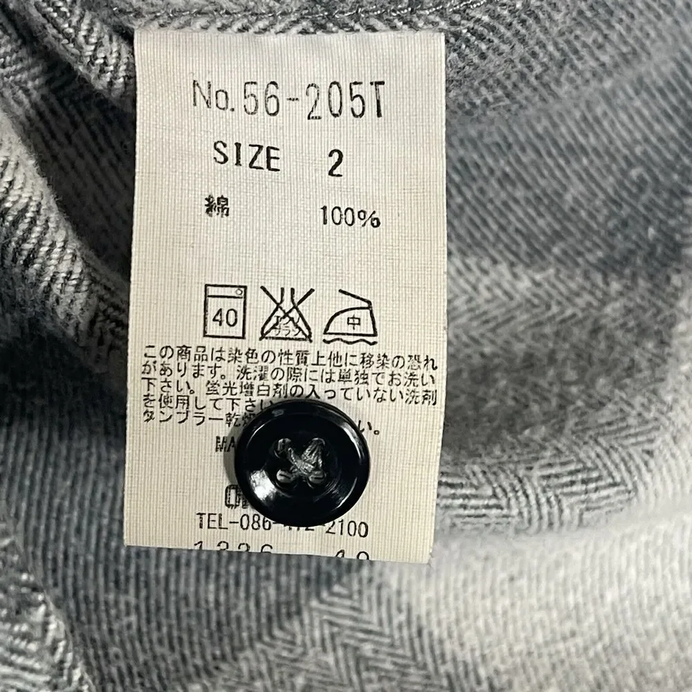 Omnigod Shirt‎ Mens 2 Gray Plaid Flannel Long Sleeve Cotton Made In Japan